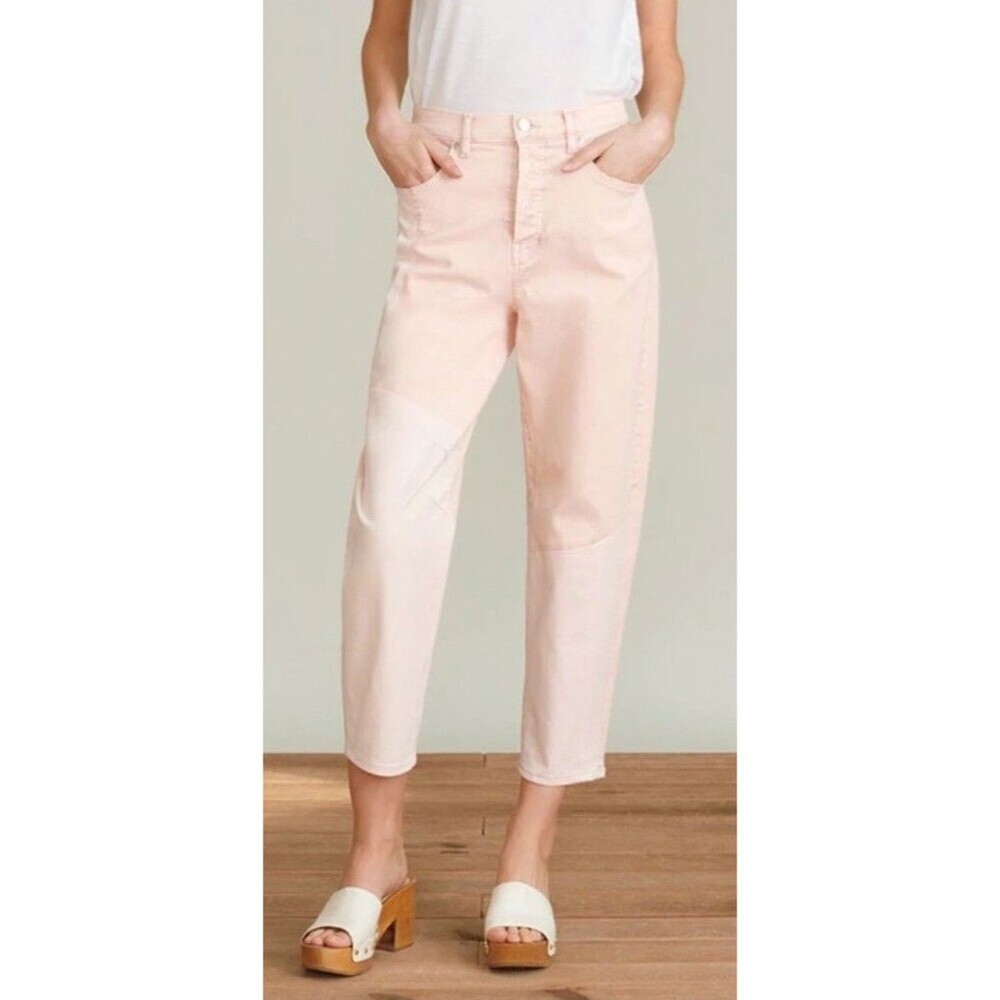 Veronica Beard Charlie Barrel Leg High Rise Cropped 29 (Sz 8) Pink Blush Pockets